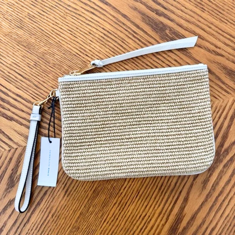 AIMEE KESTENBERG Midtown Wristlet Pouch Natural Raffia